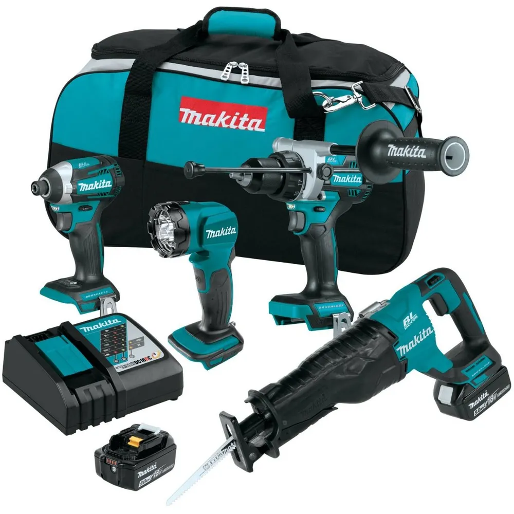 Makita XT453T 18V LXT Lithium‑Ion Brushless Cordless 4‑Pc. Combo Kit (5.0Ah)