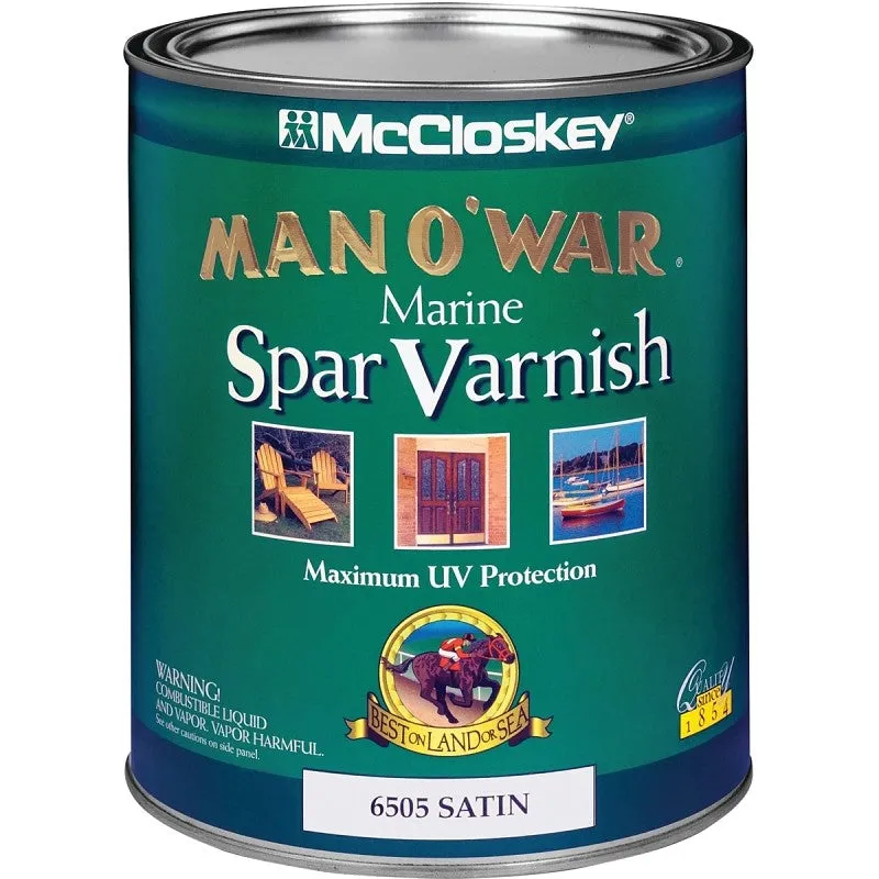 McCloskey Man O’ War 080.0006505.005 Marine Spar Varnish, Satin, Clear, Liquid, 1 qt (Pack of 4)