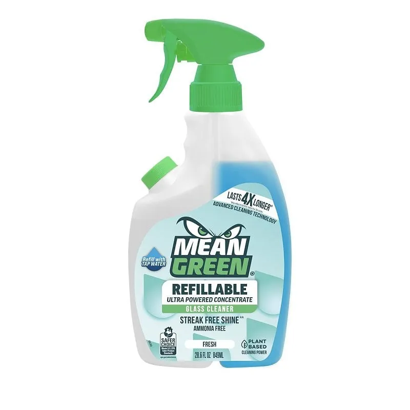 Mean Green 394174 Glass Cleaner, 28 oz Bottle, Liquid, Fresh, Blue