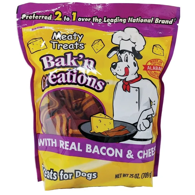 Meaty Treats Bak’n Creations 17062 Dog Treat, Bacon, Cheese Flavor, 25 oz (Pack of 6)