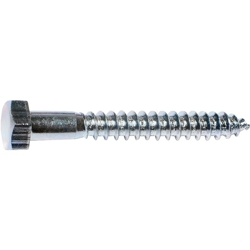 Midwest Fastener 01321 Lag Screw, 3/8 in Thread, 5 in OAL, Zinc