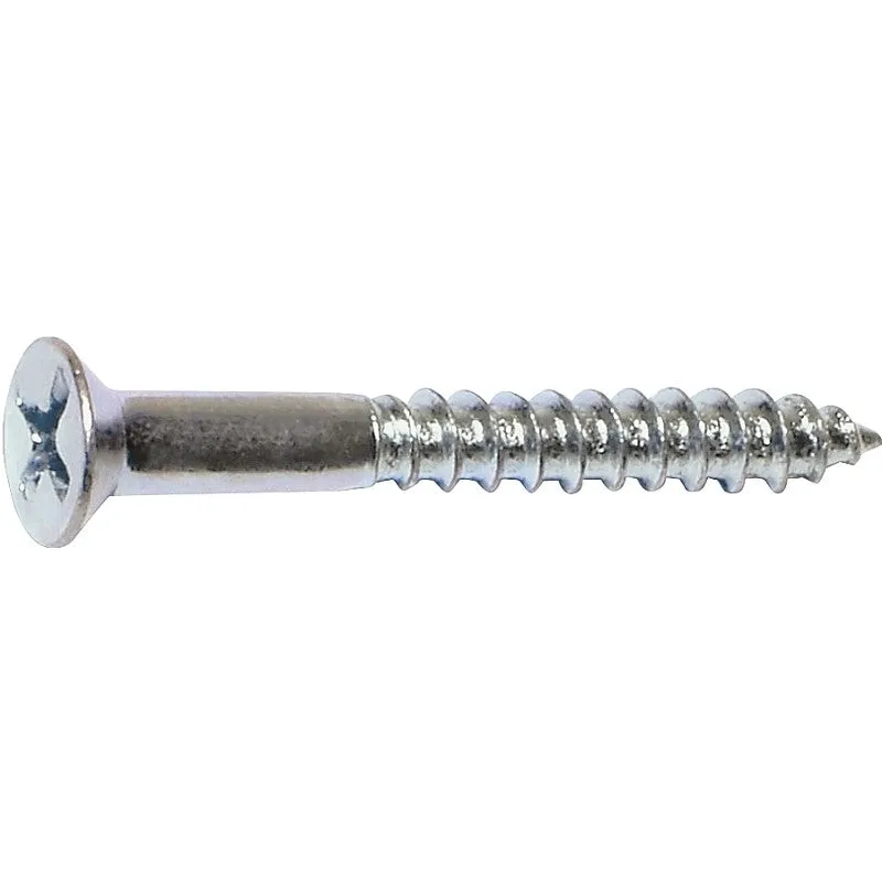 Midwest Fastener 02582 Screw, #10 Thread, 2 in L, Coarse Thread, Flat Head, Phillips Drive, Sharp Point, Steel, Zinc