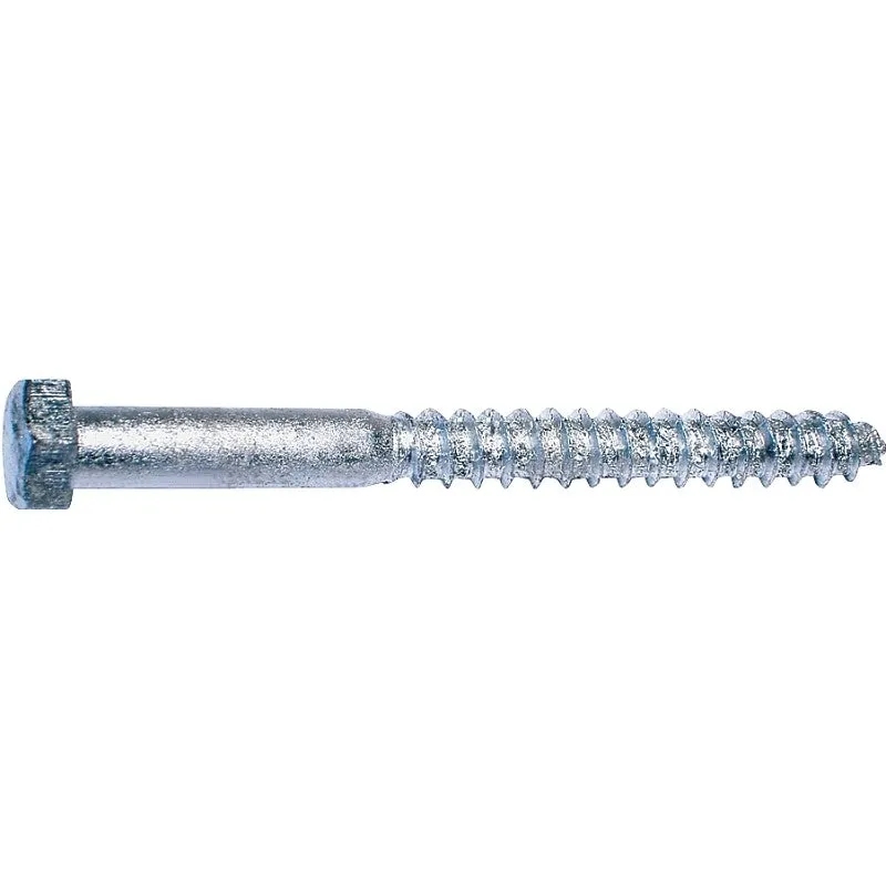 Midwest Fastener 05559 Lag Screw, 1/4-10 Thread, 3 in OAL, 2 Grade, Galvanized Steel, SAE Measuring