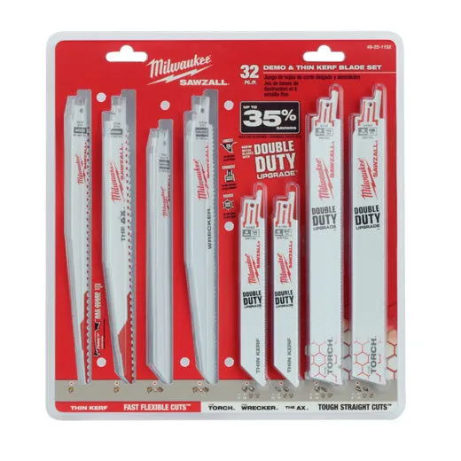 Milwaukee 49-22-1132 SAWZALL 32-Pc Demolition and Standard Blade Set