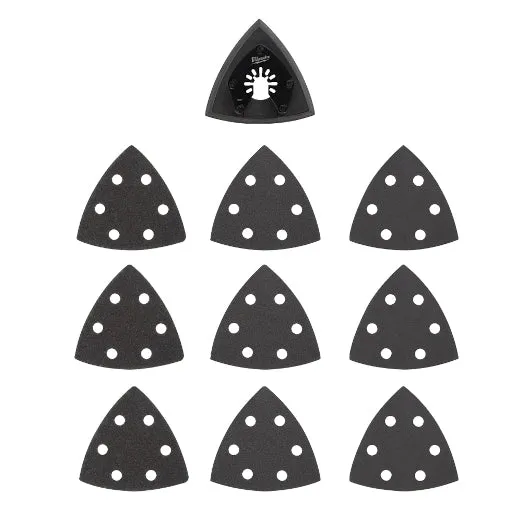 Milwaukee 49-25-2009 10 Piece 3-1/2Ó Triangle Sanding Pad and Sandpaper Set