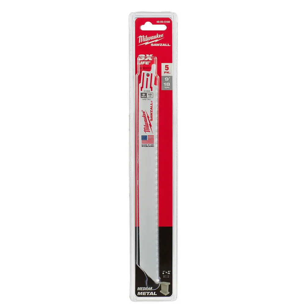 Milwaukee 9″ x 18 TPI Metal Cutting Sawzall Blades