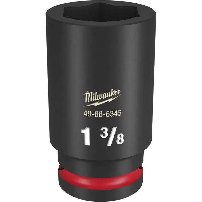 Milwaukee SHOCKWAVE Impact Duty Series 49-66-6345 Deep Impact Socket, 1-3/8 in Socket, 3/4 in Drive, Square Drive