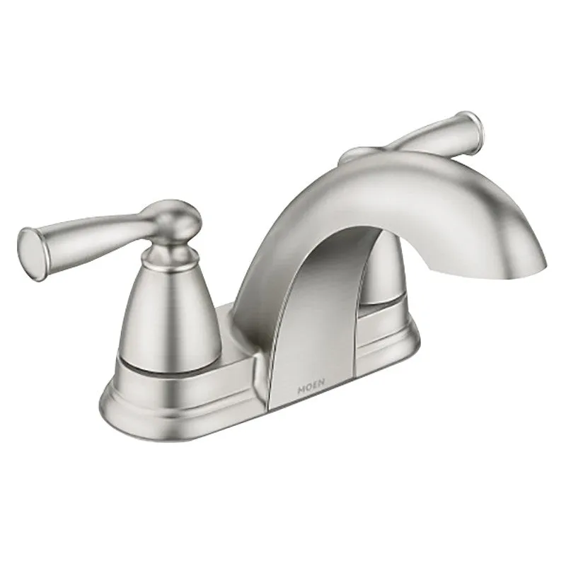 Moen Banbury 84942SRN Series Centerset Bathroom Faucet, Low Arc Spout, Brushed Nickel, 4-11/16 in, 1.2 gpm, Metal