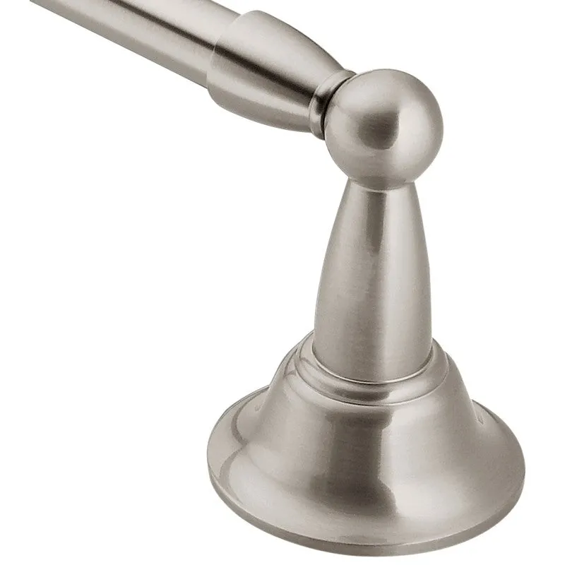 Moen DN6824BN Towel Bar, 3.44 in Projection, 26.38 in OAL, 3.44 in OAW, 24 in L Rod, Brass, Brushed Nickel, Surface
