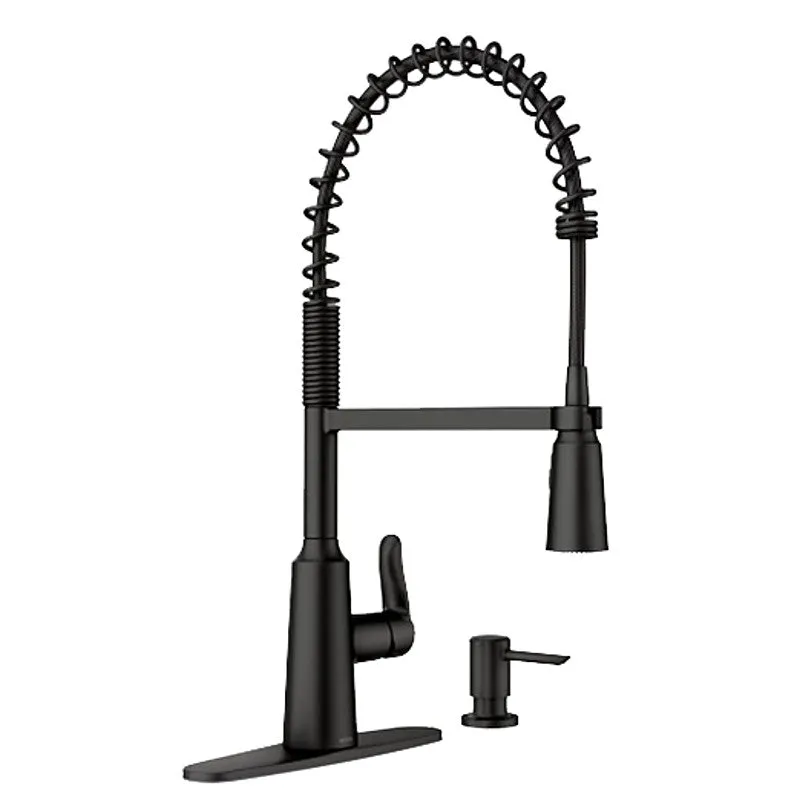 Moen Edwyn 87807 Series 87807BL Pull-Down Kitchen Faucet, 1.5 gpm, 1-Handle, 1, 4-Faucet Hole, Metal, Matte