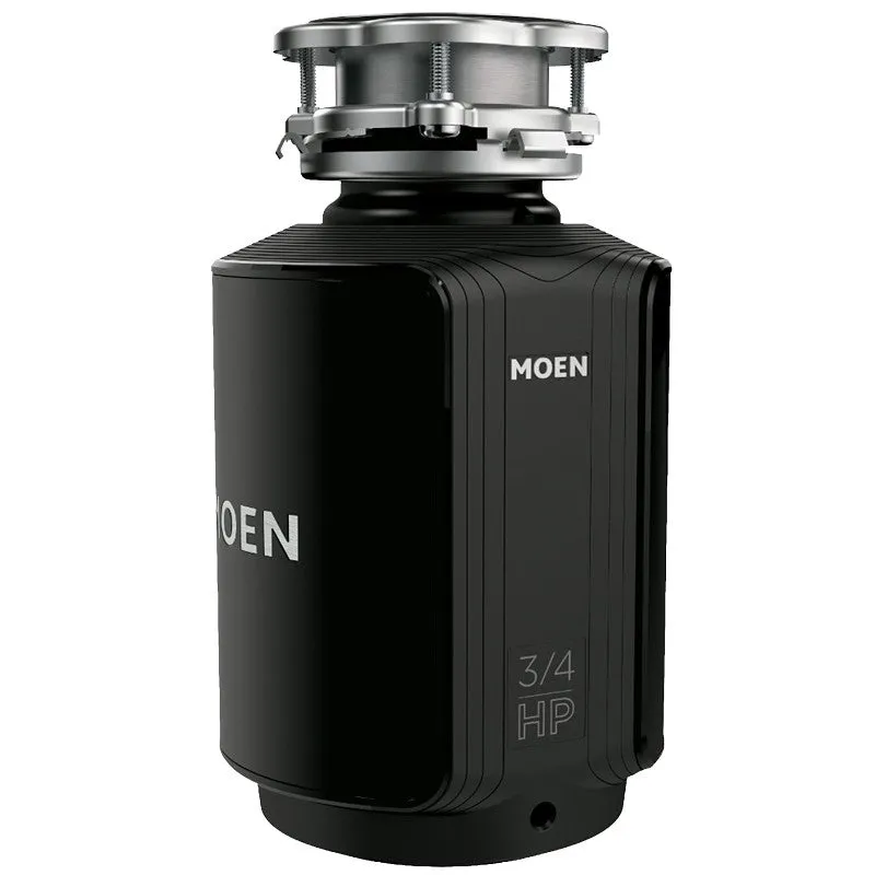 Moen Ex Host Series EX75C Garbage Disposal, 32 oz Grinding Chamber, 3/4 hp Motor, 115 V, Polymer/Stainless Steel, Black