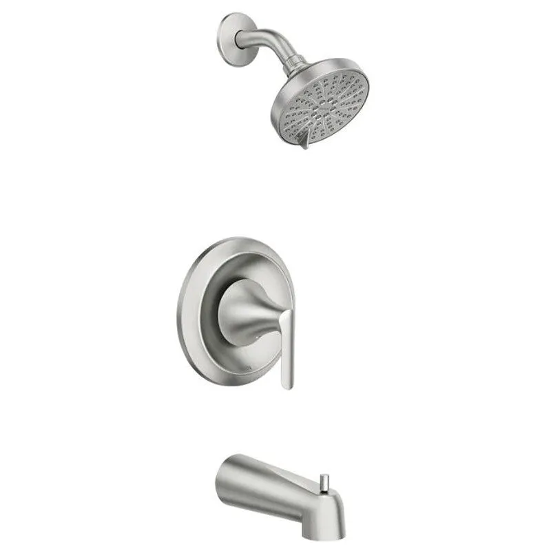 Moen Findlay 82518SRN Tub/Shower Faucet, Standard Showerhead, 1.75 gpm Showerhead, 6 Spray Settings, Diverter Tub Spout