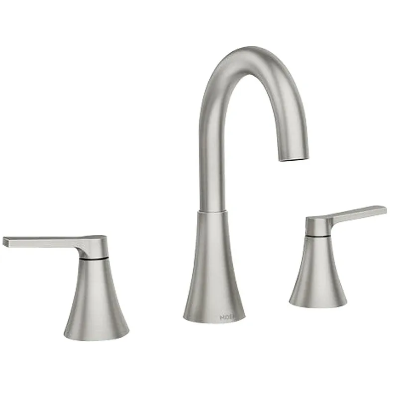 Moen Mikah, 84312 84312SRN Series Bathroom Faucet, 5 in Spout Reach, Brushed Nickel, 1.2 gpm, 2-Faucet Handle