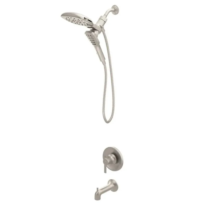 Moen Zyla 82140 Series 82140SRN Tub/Shower Faucet, Standard with Handshower Showerhead, 1.75 gpm Showerhead, 1-Handle