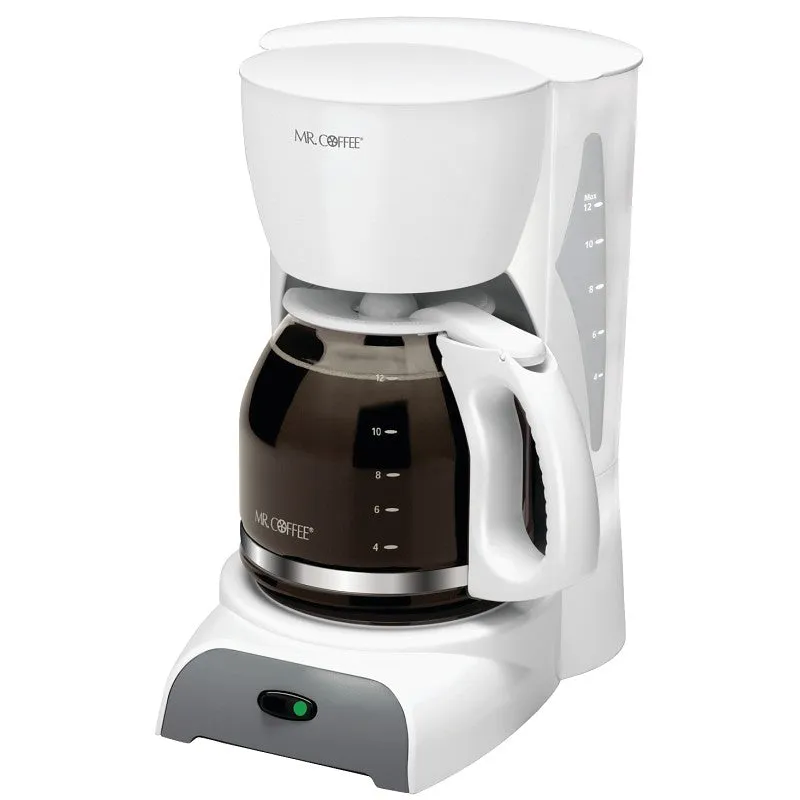 Mr. Coffee SK12-RB Coffee Maker, 11.76 in W, 12.56 in H, 8.43 in D, 12 Cups, 900 W, White