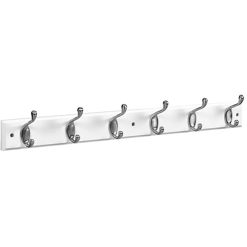 National Hardware B8170 S827-105 Hook Rail, 6-Hook, Wood, Satin Nickel (POS)