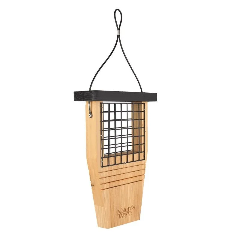 Nature’s Way CWF1 Bird Feeder, Tail-Prop, Cedar/Steel, Multi-Color, 14 in H, Hanging Mounting