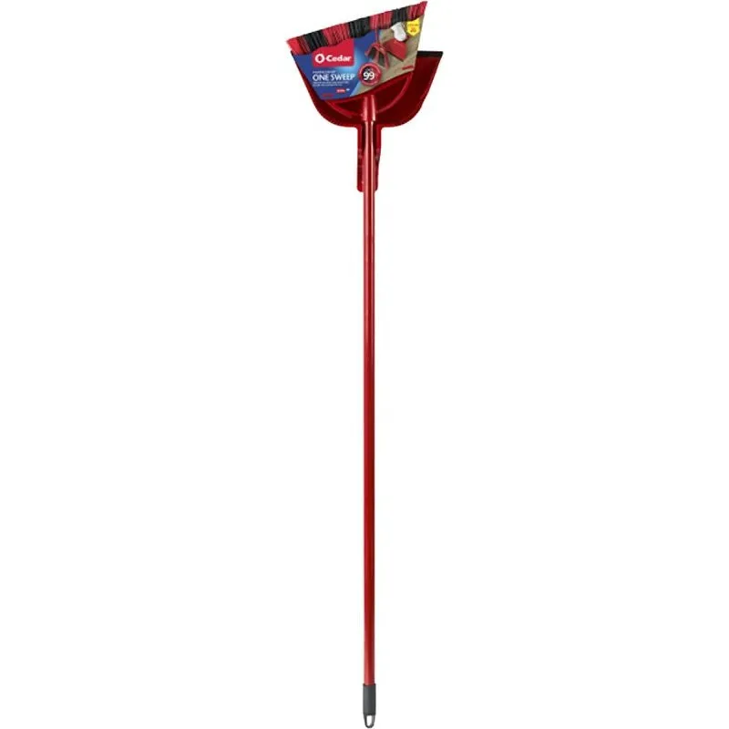 O-Cedar PowerCorner 158610 Angle Broom with Dust Pan, 12 in Sweep Face, Plastic Bristle, Black Bristle, 55 in L