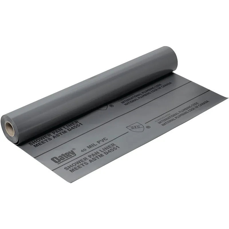 Oatey 41594 Shower Pan Liner, 40 ft L, 5 ft W, PVC, Gray