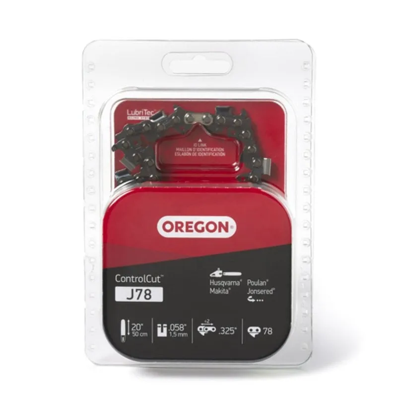 Oregon ControlCut J78 Chainsaw Chain, 21BPX Chain, 20 in L Bar, 0.058 in Gauge, 0.325 in TPI/Pitch, 78-Link