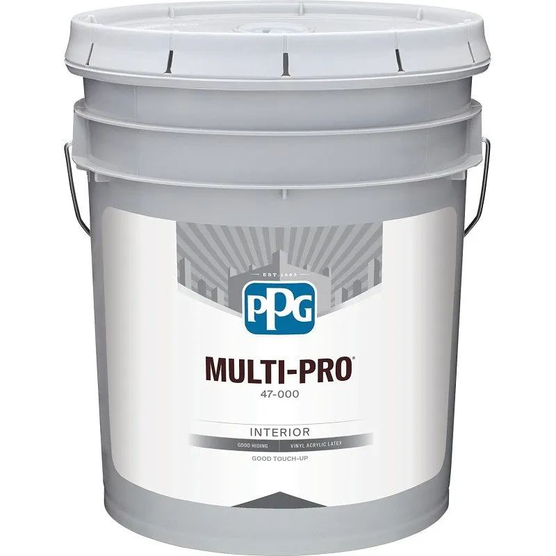 PPG MULTI-PRO 47-186/05 Interior Paint, Flat Sheen, Snowbound, 5 gal