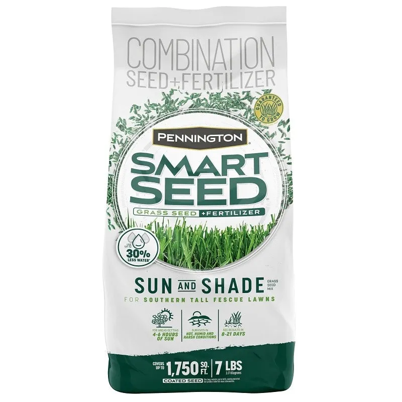 Pennington SMART SEED 100543723 Grass Seed and Fertilizer Mix, 7 lb Bag