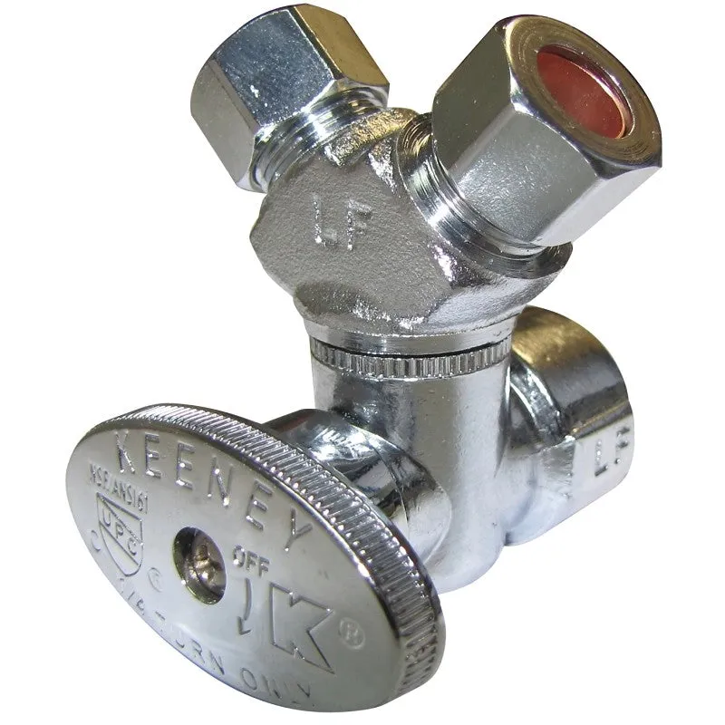 Plumb Pak PP2901VLF Stop Valve, 1/2 x 3/8 x 3/8 in Connection, FIP x Compression x Compression
