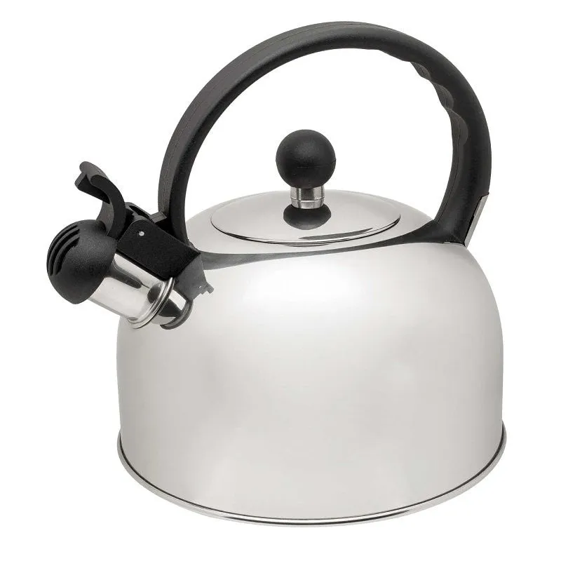 Primula Simon Series TTK-6520 Stovetop Whistling Tea Kettle, 2 qt Capacity, Ergonomic Handle, Stainless Steel, Polished