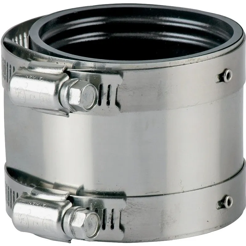 ProSource KJ-006 Coupling, 4 in, Cast Iron, Plastic or Steel to Plastic, Steel or Extra-Heavy Cast Iron Pipes