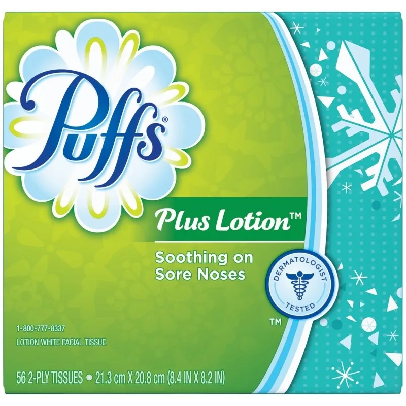 Puffs 34864 Facial Tissue, 8.4 in L, 8.2 in W, 2-Ply (Pack of 24)