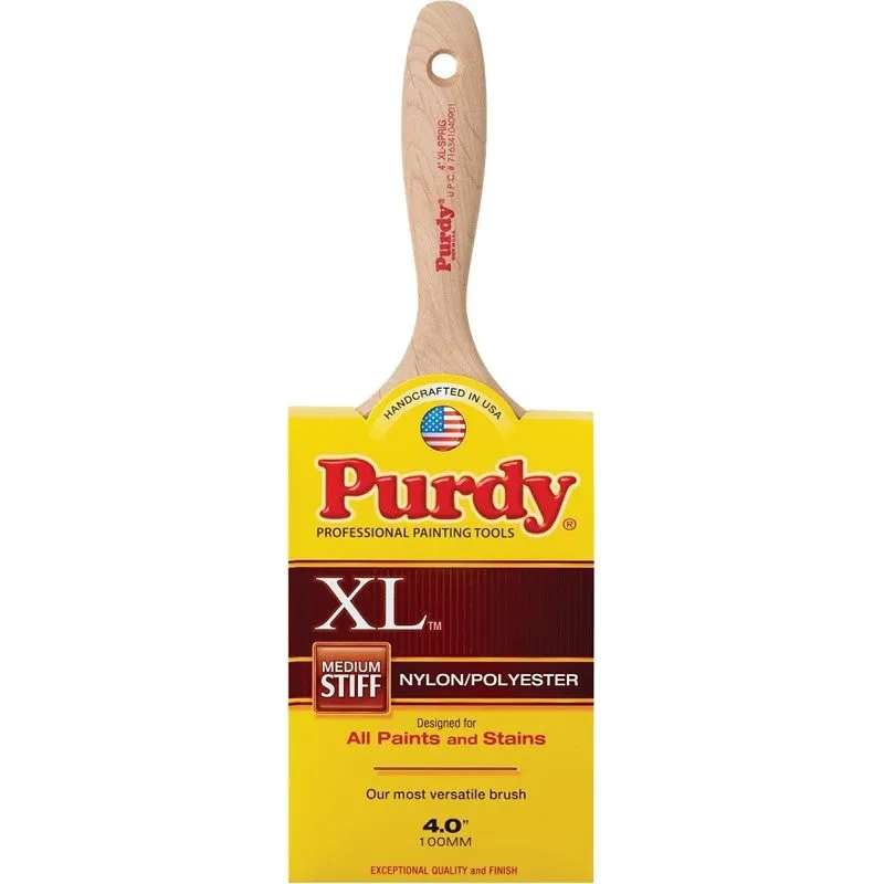 Purdy 144380340 Trim Brush, Natural Hardwood Handle, 4 in W, Nylon/Polyester Bristle, Beaver Tail Handle