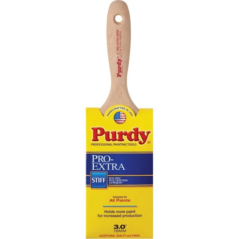 Purdy 144400730 Wall Brush, Natural Hardwood Handle, 3 in W, Nylon/Polyester Bristle, Beaver Tail Handle