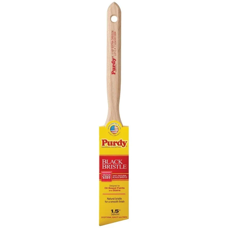Purdy Black Bristle Extra Oregon 144116015 Angular Trim Brush, 1-1/2 in W, 2-3/8 in L Bristle, China Hair Bristle