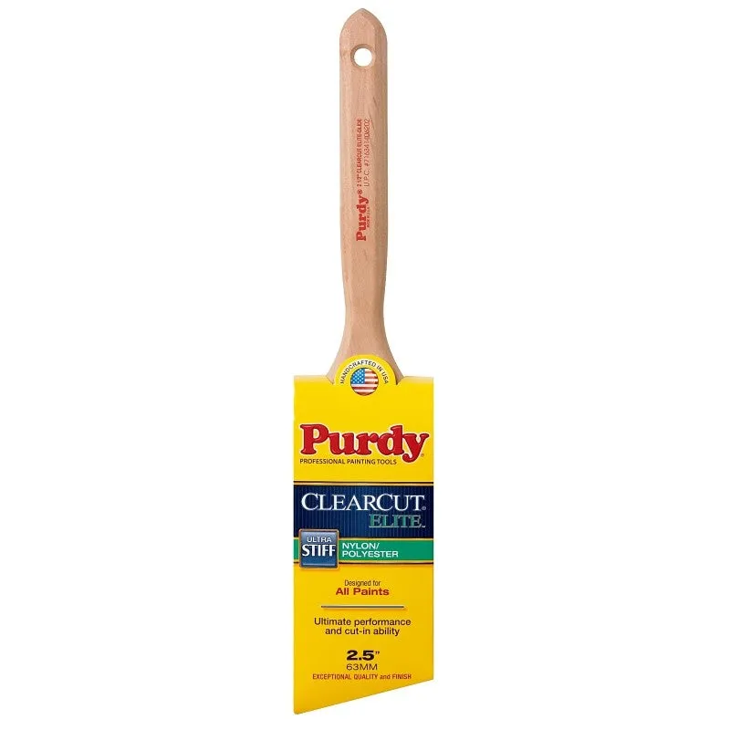 Purdy Clearcut Elite 144152825 Trim Brush, 2-1/2 in W, Nylon/Polyester Bristle, Fluted Handle