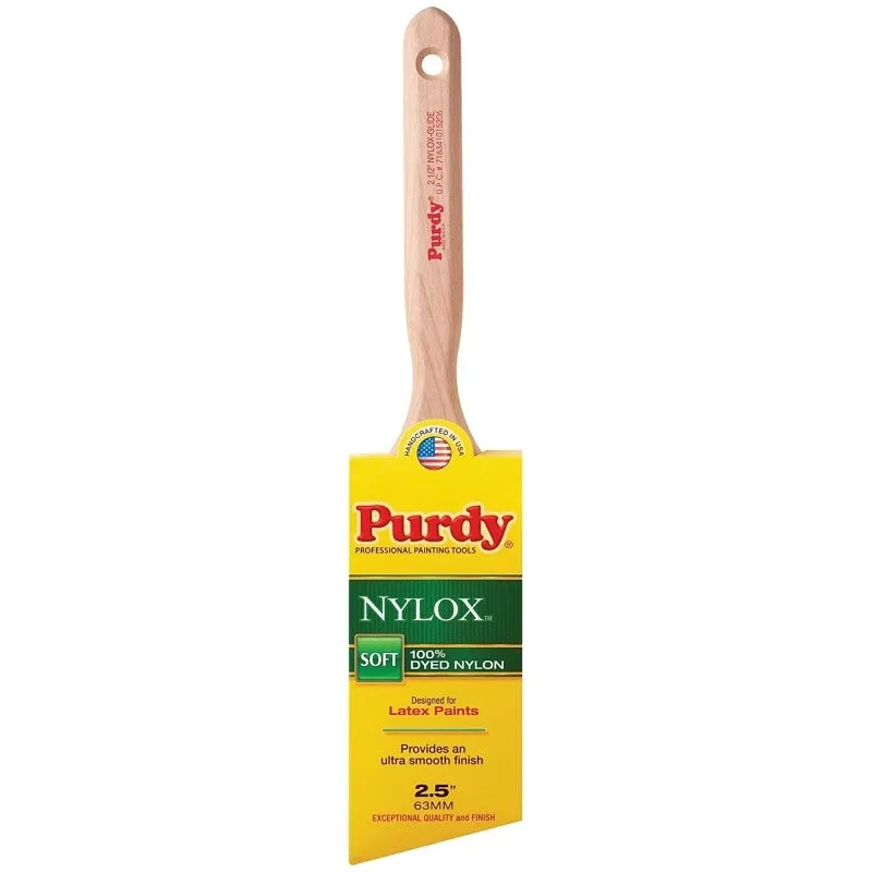 Purdy Nylox Glide 144152225 Angular Trim Brush, 2-1/2 in W, 2-15/16 in L Bristle, Nylon Bristle, Fluted Handle