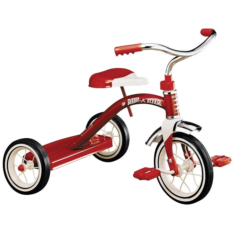 Radio Flyer 34B Tricycle, 2 to 4 years, Steel Frame, 10 x 1-1/4 in Front Wheel, 7 x 1-1/2 in Rear Wheel, Red