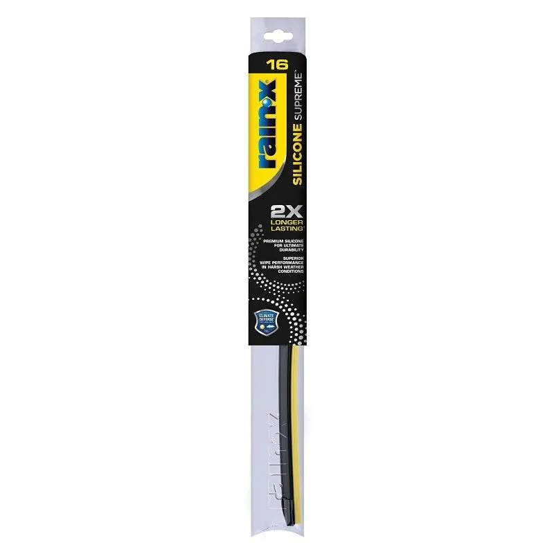 Rain-X Silicone Supreme 830516 Wiper Blade, Beam Blade, 16 in L Blade, Silicone Rubber