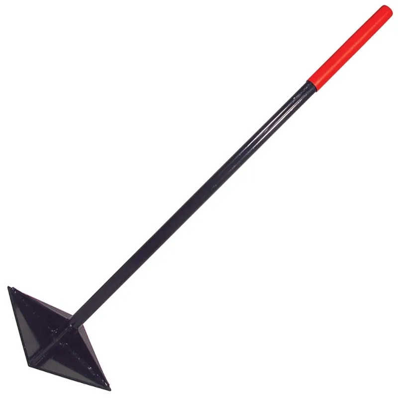 Razor-Back 30005 Dirt Tamper, 10 in L Blade, 10 in W Blade, Steel Blade, Steel Handle, 44.4 in L Handle