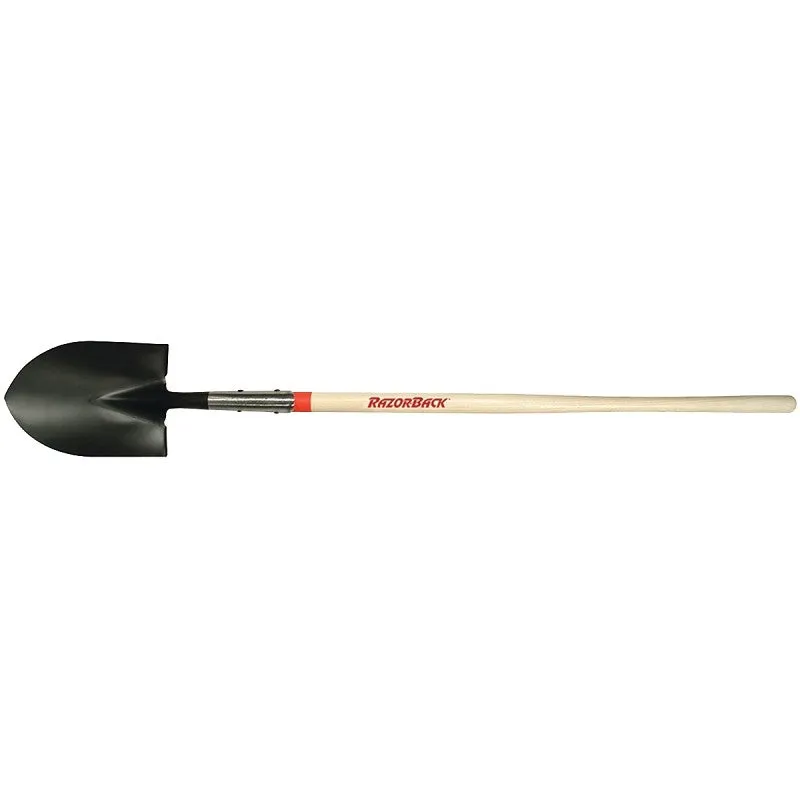 Razor-Back 45520 Shovel with Dual Rivet, 8-3/4 in W Blade, Steel Blade, Hardwood Handle, Long Handle, 48 in L Handle