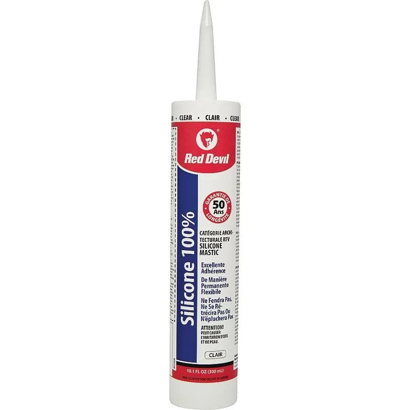 Red Devil 00113CA Silicone Sealant Caulk, Clear, 9 oz Cartridge (Pack of 12)