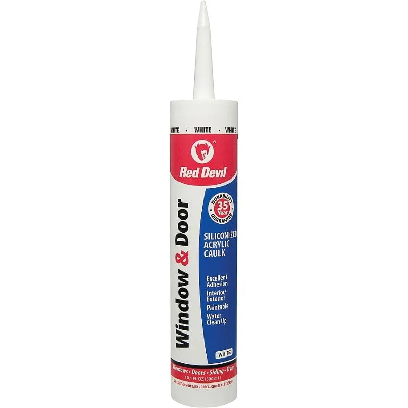 Red Devil 0846 Siliconized Acrylic Caulk, White, -20 to 180 deg F, 10.1 fl-oz Cartridge (Pack of 12)