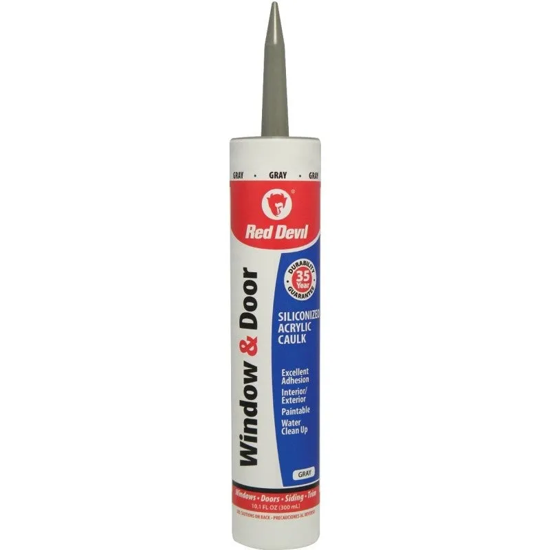 Red Devil 084650 Siliconized Acrylic Caulk, Gray, -20 to 180 deg F, 10.1 fl-oz Cartridge (Pack of 12)