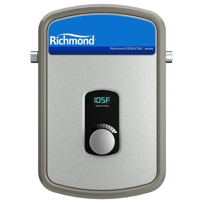 Richmond Essential Series RMTEX-08 Electric Water Heater, 33 A, 240 V, 8 kW, 0.998 % Energy Efficiency, 1 to 4 gpm