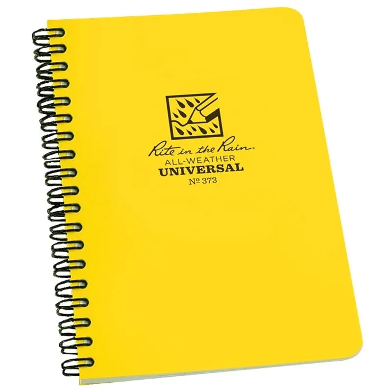 Rite in the Rain 373 Side Spiral Notebook, Universal Sheet, 7 in L x 4-7/8 in W Sheet, 32-Sheet, White Sheet