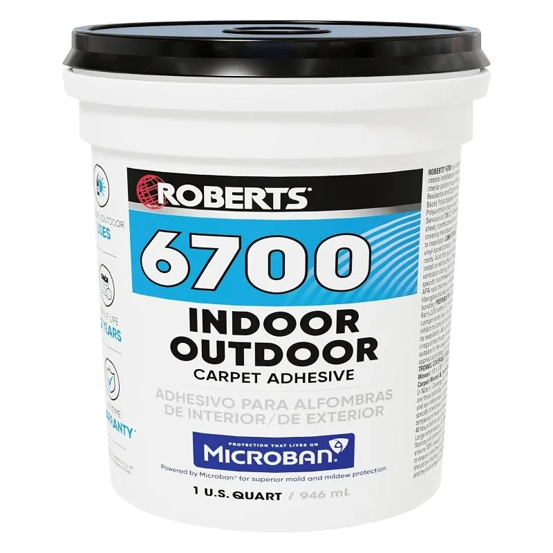 Roberts 6700-0 Carpet Adhesive, Cream, 1 qt, Pail (Pack of 6)