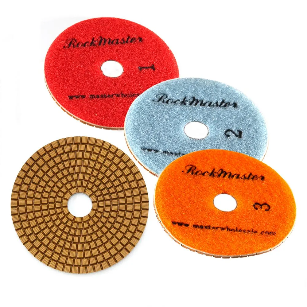 RockMaster 4″ TriCut 3 Step Polishing Pads