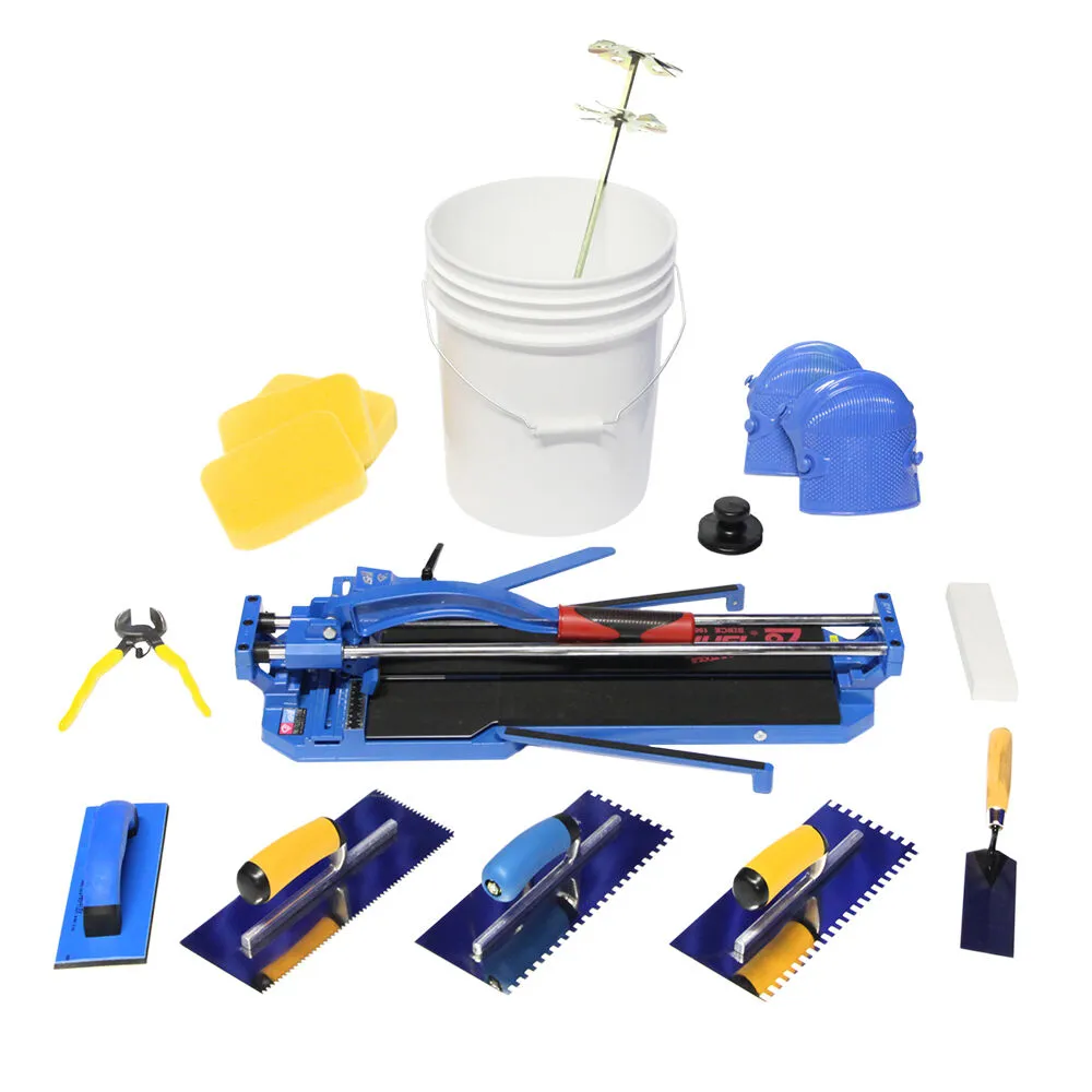 RockMaster Complete Tile Setter Kit w/ 19″ Ishii Big Clinker Tile Cutter