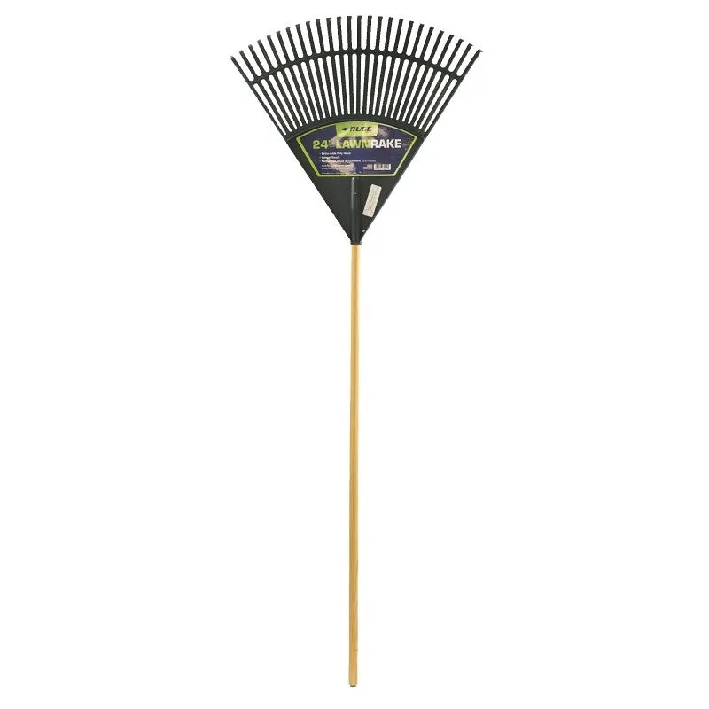 Rugg PP24 Rake, Poly Tine, 24 in W Tine, Hardwood Handle, 48 in L Handle