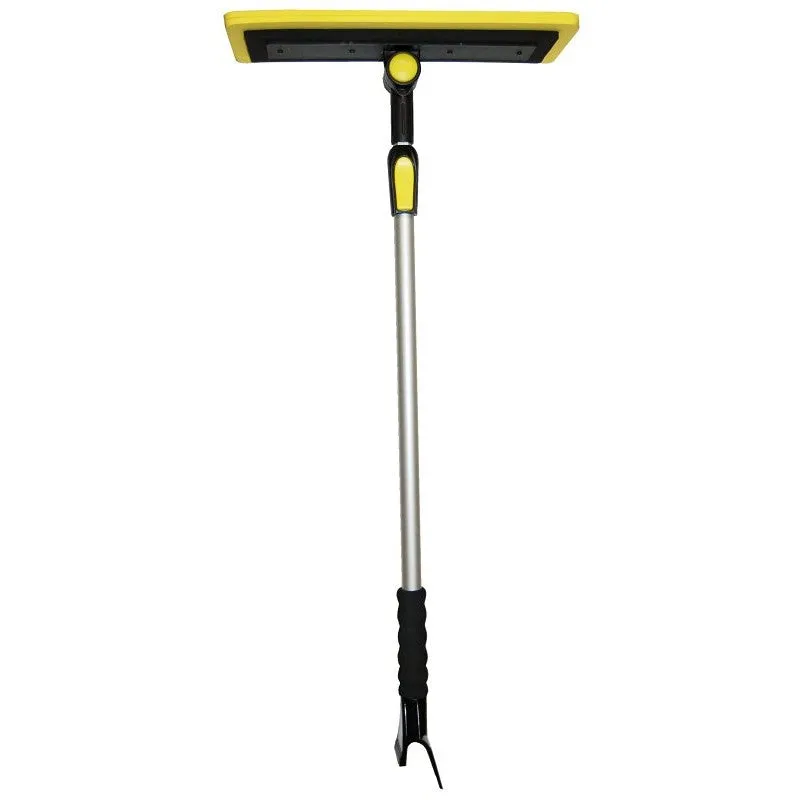 Rugg SC9070 Extendable Ice Scraper, Plastic/Rubber Blade, Yellow, 34-1/2 to 51-1/2 in L Handle