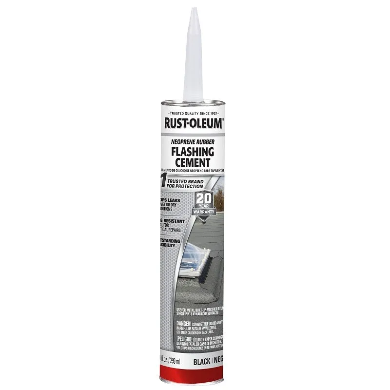 Rust-Oleum 301823 Neoprene Rubber Flashing Cement, Black, Liquid, 10.1 oz, Cartridge